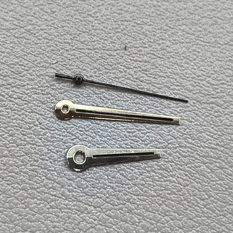 2 Sets 13mm Silver Trim with Black Painted Watch Hand Set for Ronda 515 Movement