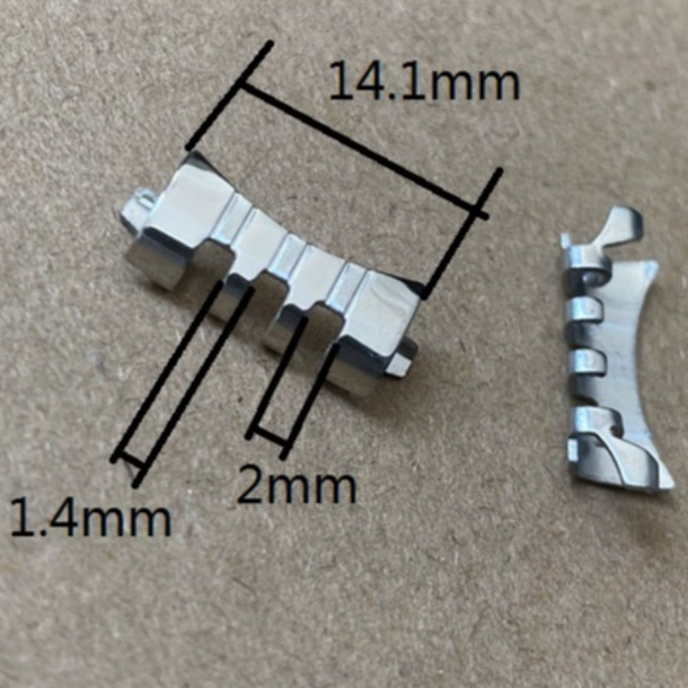 Bracelet de montre en acier argenté 14,1 x 1,4 x 2 mm avec maillons incurvés et barrettes à ressort #1017