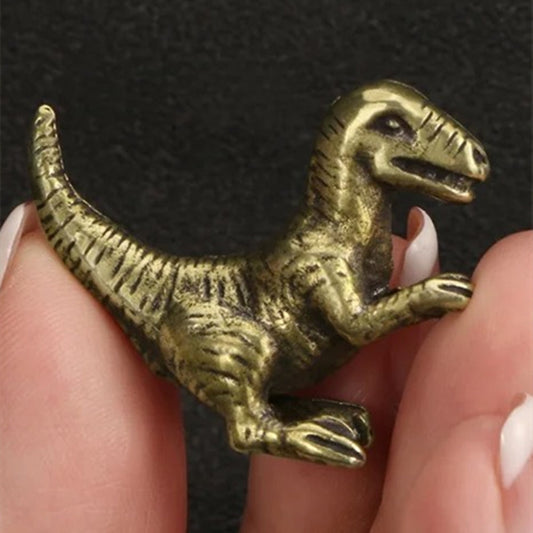 Solid copper Tyrannosaurus bronze figurine with vintage hand-carved details, perfect for collectors.