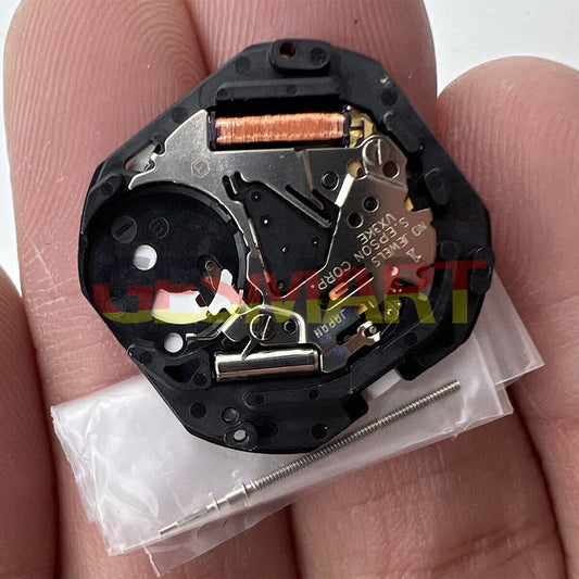Hattori Epson VX3K quartz watch movement with date function at 3/6, precision Japan-made component.