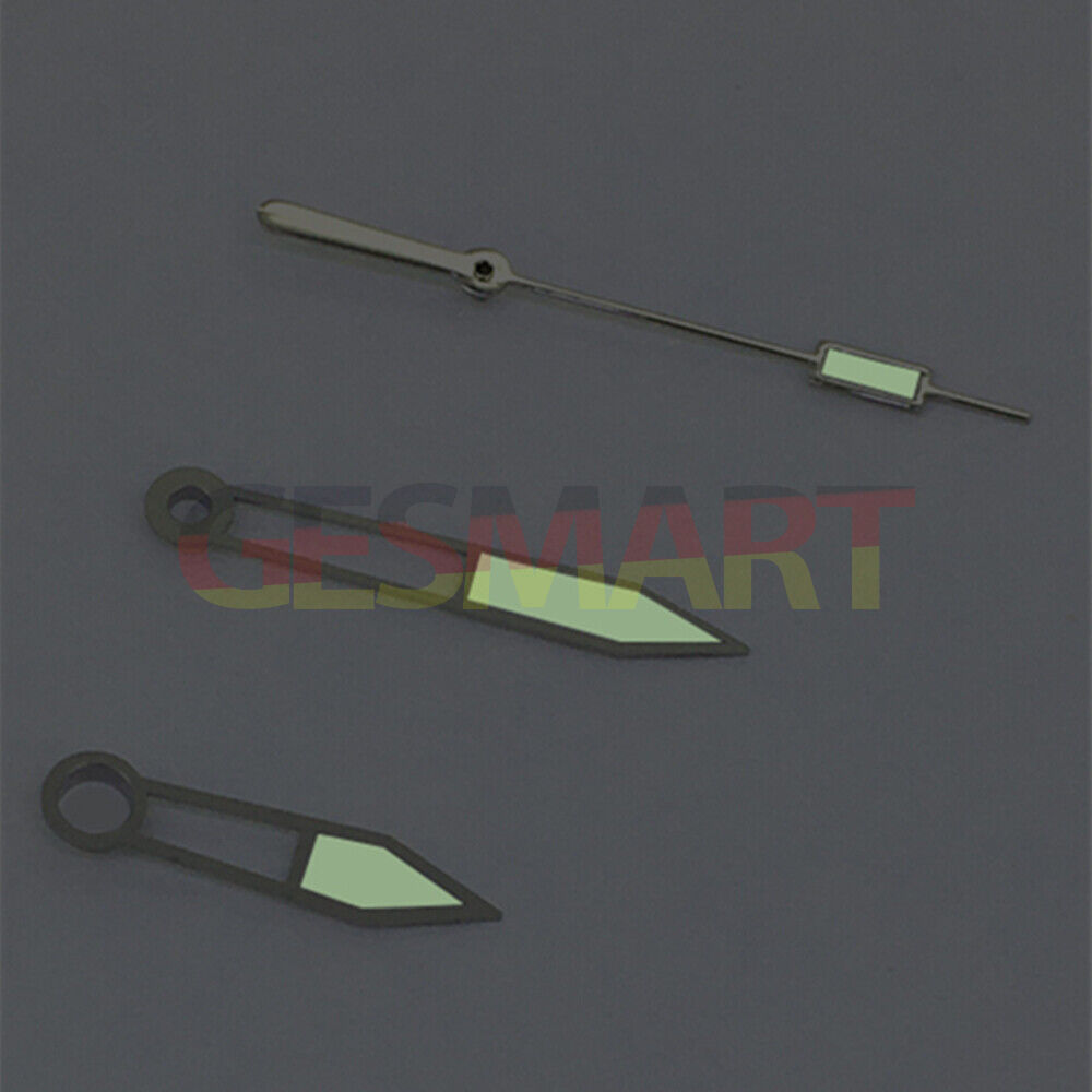 Aiguille des secondes argentée avec garniture argentée et verte luminescente pour montres ETA2836/2846/2824/2846
