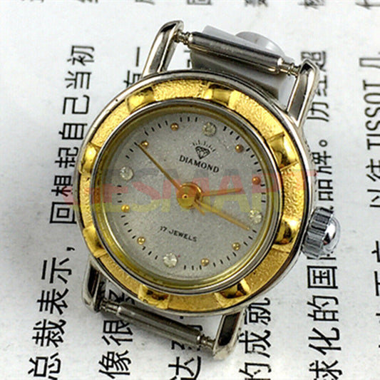 21mm Shanghai Diamond lady watch with grey dial, 17 jewels, small manual mechanical movement, elegant style.