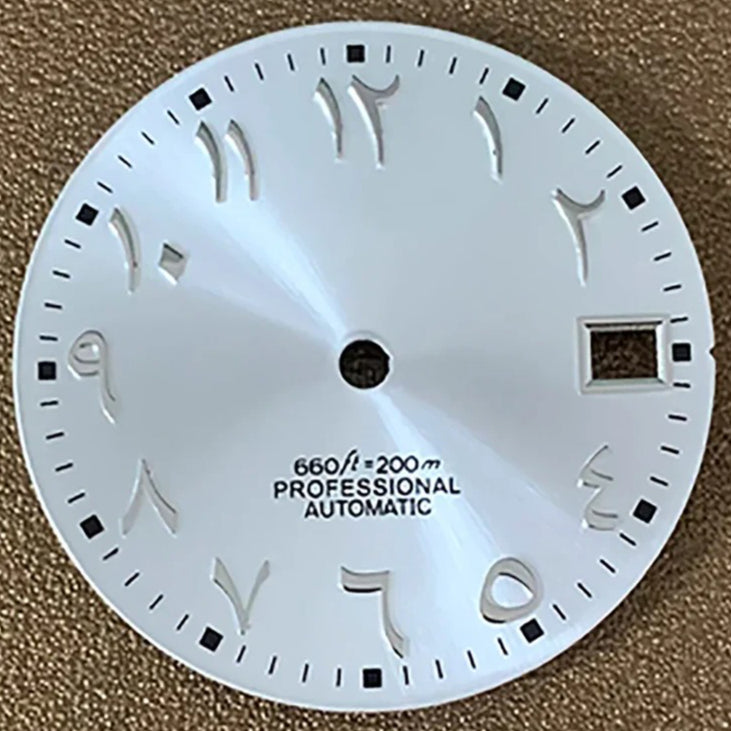 White Arabic No Lume 28.5mm Watch Dial Fit For NH35 NH36 Mechanical Movement