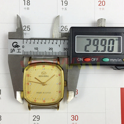 Tianjin Seagull 28mm octagonal gold watch with golden dial and manual mechanical movement, elegant style accessory