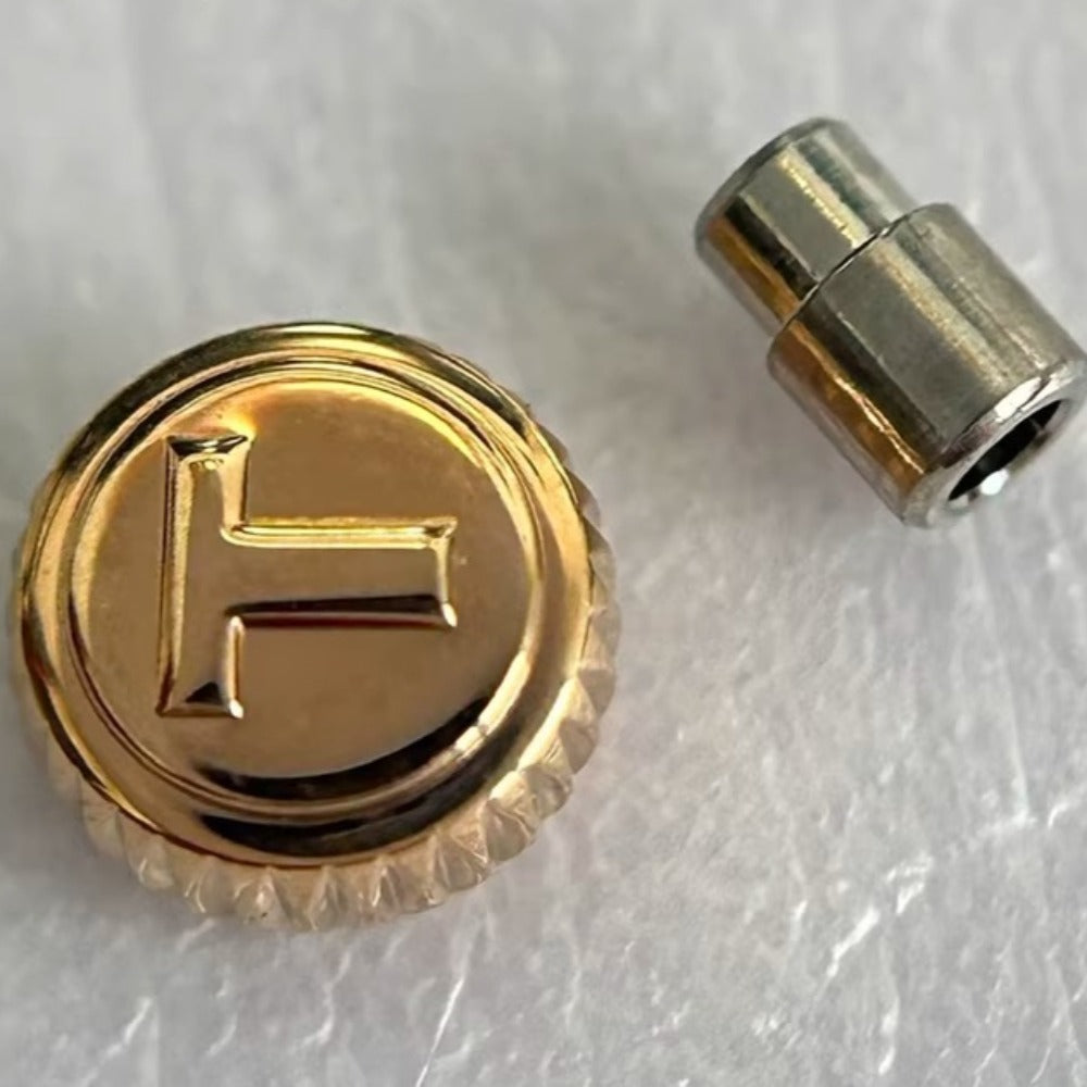 Steel Rose Gold watch crown for Tissot T085, durable replacement part enhancing watch functionality.