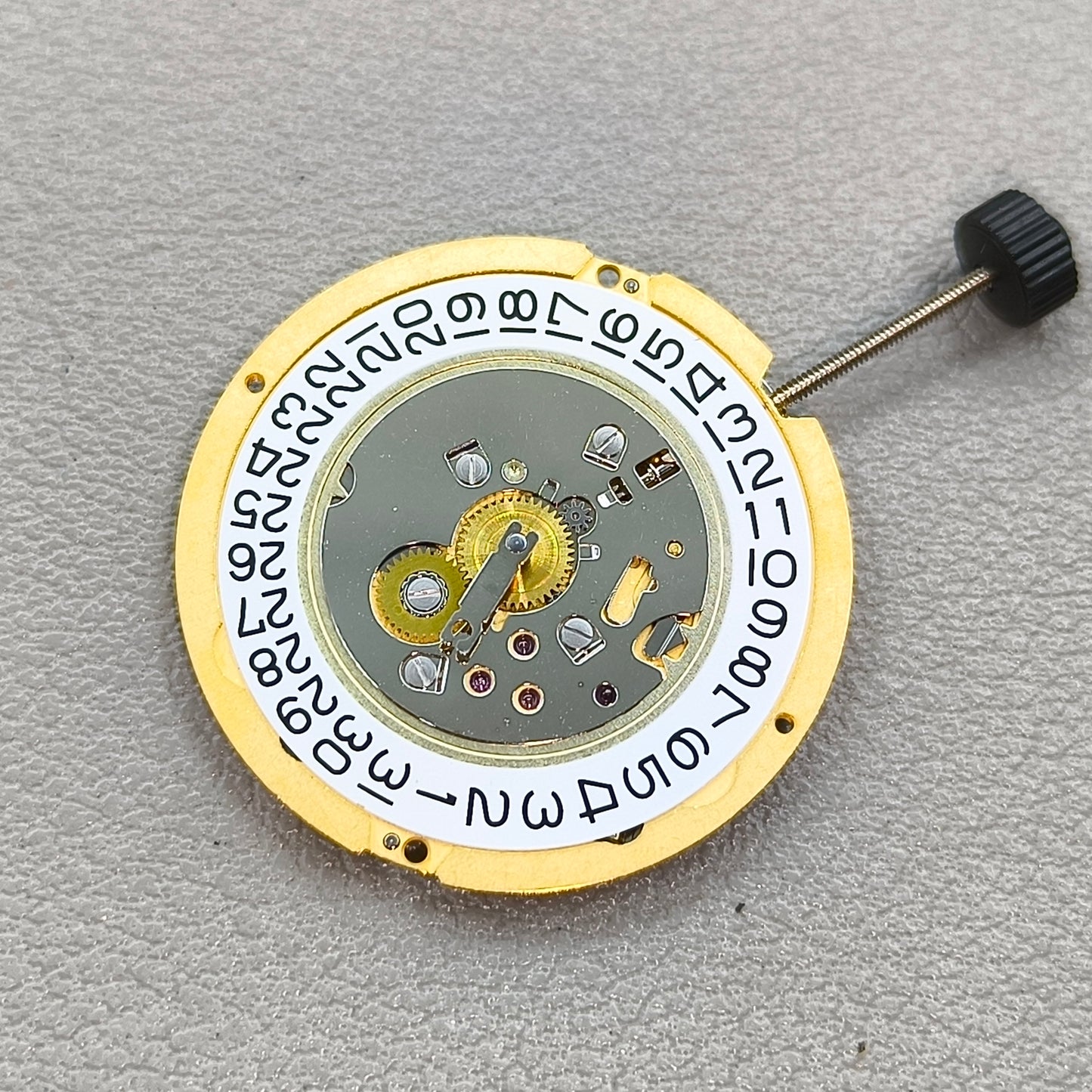 Swiss Ronda 1009 Watch Quartz Movement 2 Hands Date@3 Golden Plated