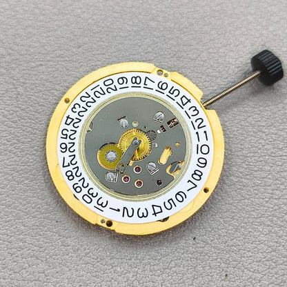 Swiss Ronda 1009 Watch Quartz Movement 2 Hands Date@3 Golden Plated