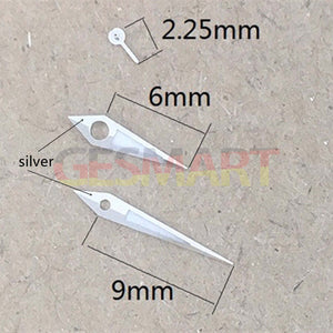 9mm Green Luminous Silver Trim Watch Hands for Miyota 1L45 Quartz Movement