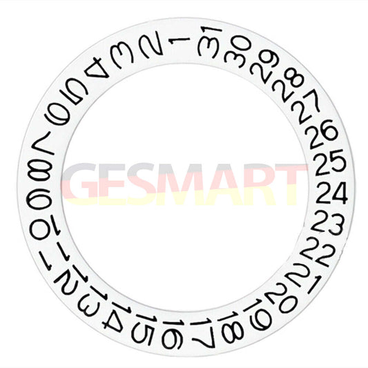 Date disk wheel for NH35 NH36 movement, date displayed at 3 o'clock, white background, precision gear.