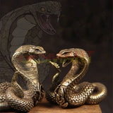 Solid Copper Cobra Trinket Hand Carved Bronze Model Figurines