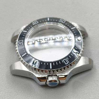 44mm Watch Case for Deep SEA Style for NH34/35/36 Rotating Black Bezel Solid Back