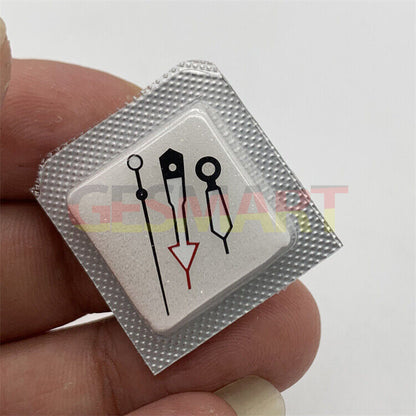 Green luminous arrow-shaped watch hands set with three hands, compatible with Miyota NH35/NH36 movements.