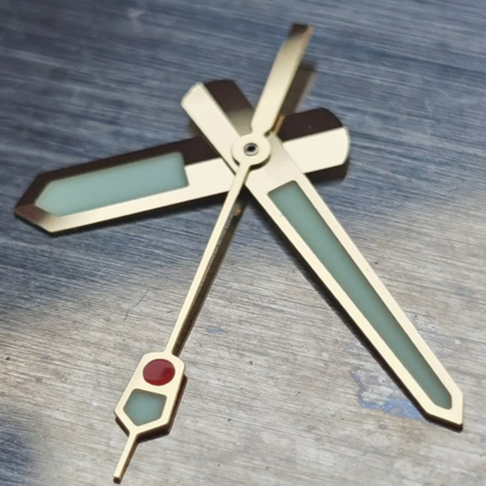 Golden Trim C3 lume watch hands for Seiko SBDX001, SBDC001, SKX007, SRP777 with NH35 NH36 movements.