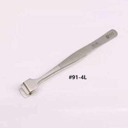 Stainless Steel Wide-Tip Tweezers, matte finish, HRC40+ hardness for precise semiconductor wafer repair.