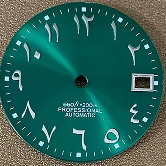 Green Arabic No Lume 28.5mm Watch Dial Fit For NH35 NH36 Mechanical Movement