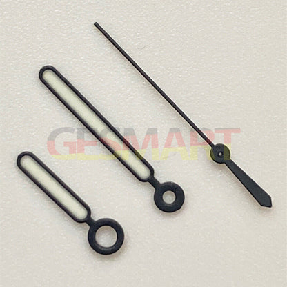 Set of 3 green luminous watch hands with black trim for NH35 NH36 SKX007 SBBN movements, enhancing visibility and style