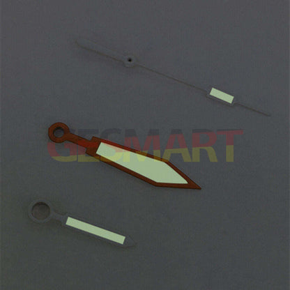 Orange and silver trim green lume watch hands for ETA 2836/2846/2824 movements by Orange&Silver.