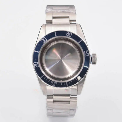 41mm Blue Bezel 316L Steel Watch Case Fit ETA 2836 2824 Miyota 8215 821A