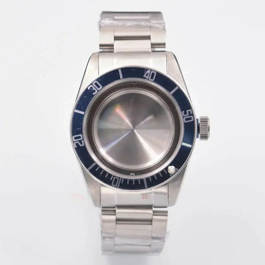 41mm Blue Bezel 316L Steel Watch Case Fit ETA 2836 2824 Miyota 8215 821A
