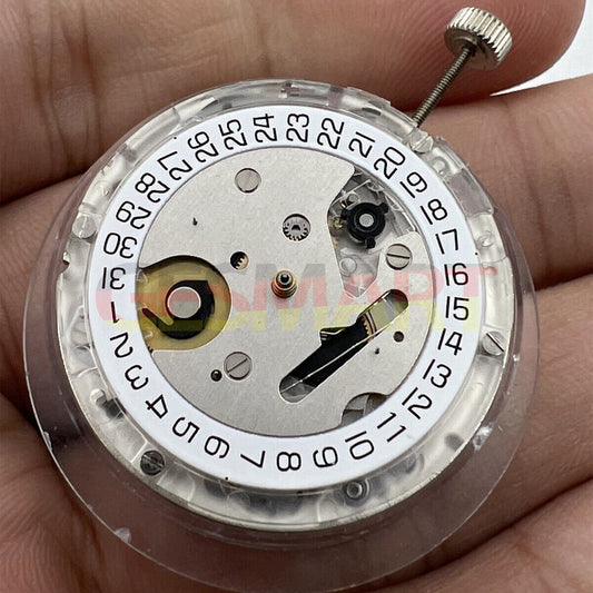 Swiss Made ETA C01.211 chronograph watch movement with white dial, precise mechanical craftsmanship by 1853.