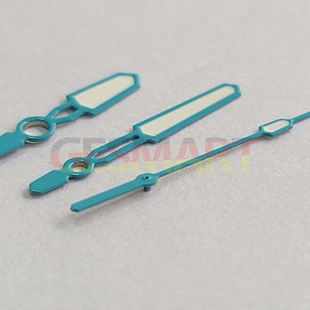 Fashion Candy green luminous watch hands with colored trim for NH35, NH36, 4R, and 7S movements, enhancing readability.