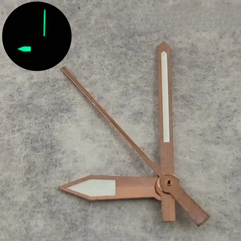 Rose golden trim watch accessory for C3 green luminous dials, compatible with NH35, 4R35, NH36, 4R36, 7S36, 7002, 7009 movements.