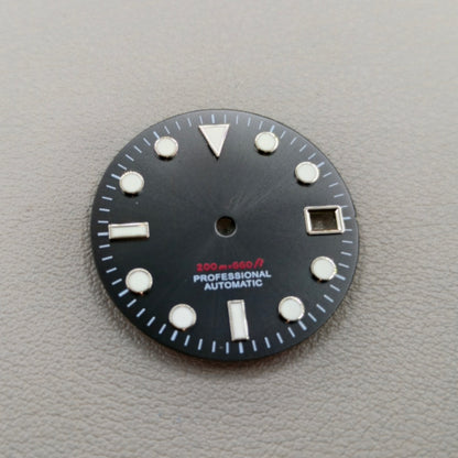 Black Background Green Lume Silver Trim Nail Watch Dial for NH35 NH36 Movement