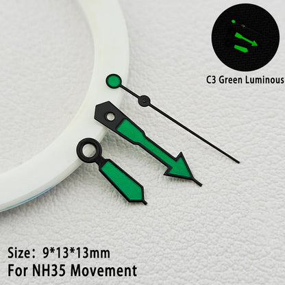 C3 Green Luminous Multicolor Watch Hands for NH34 NH35 Movement