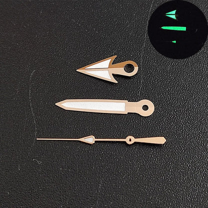 Green luminous watch hands for NH35/NH36 movement, high-quality glow pointers.