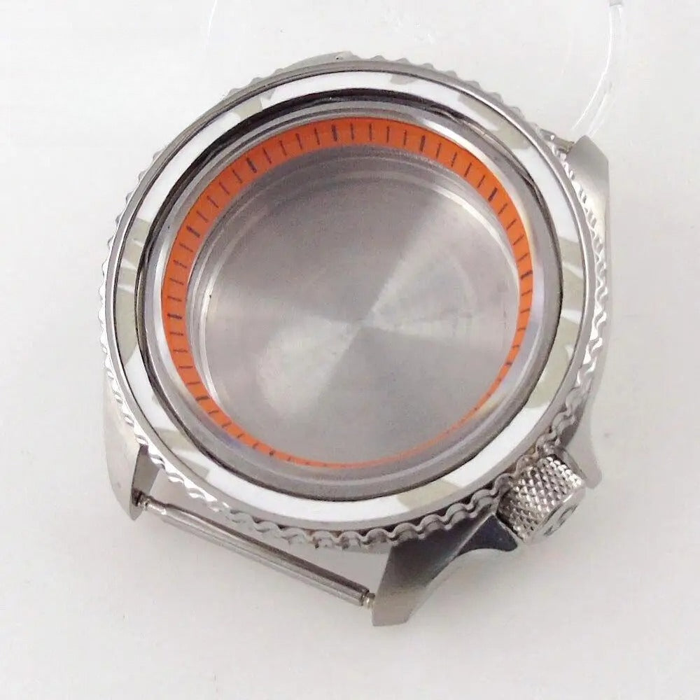 42mm Orange Chapter Ring Watch Case Sapphire Glass fit  NH35 NH36 NH34 SKX007