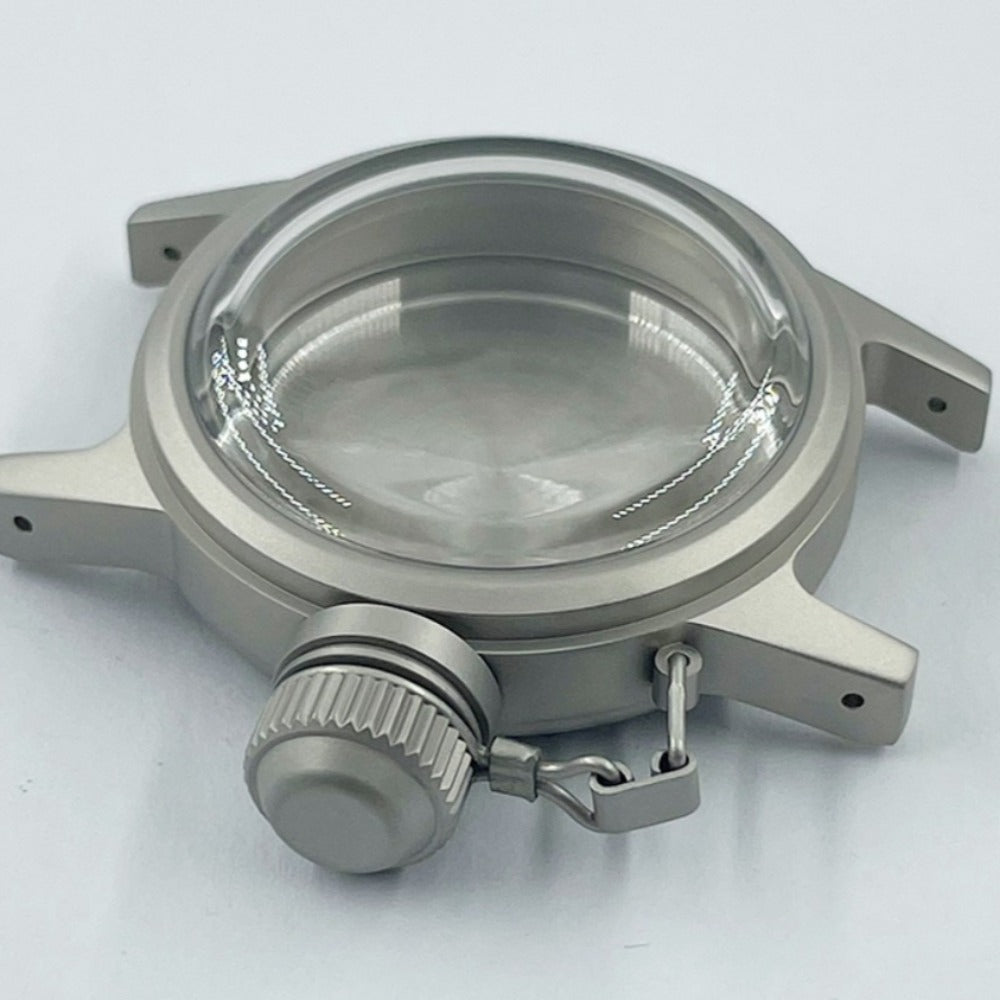 Matted silver 28.5mm kettle watch crown, vintage style case for NH35 NH36 movements.