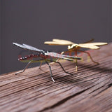 Alloy Silver/Golden Little Dragonfly Trinket Hand Carved Model Figurines