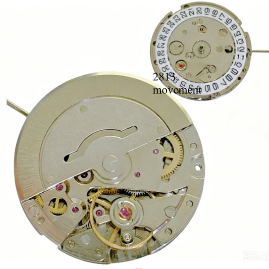 Silver China Made 2813 8205 Automatic Mechanical Movement Date At 3 Golden Wheel