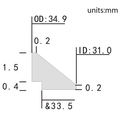 Golden stainless steel chapter ring, 34.9x31.0mm, ideal for precise watch repair and restoration.