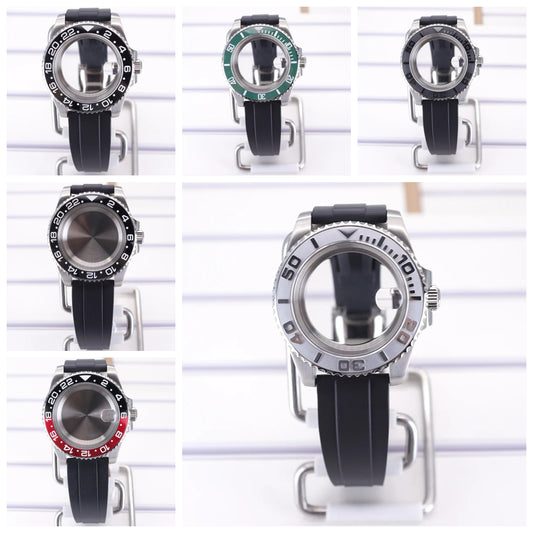 40mm Watch Cases Rubber Strap Sapphire For NH34/35/36/70 4R36 Miyota8215 Eta2824