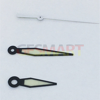 Black trim diamond-shaped blue lume watch hands for Asian 2813/8215 movement, enhancing visibility and style.