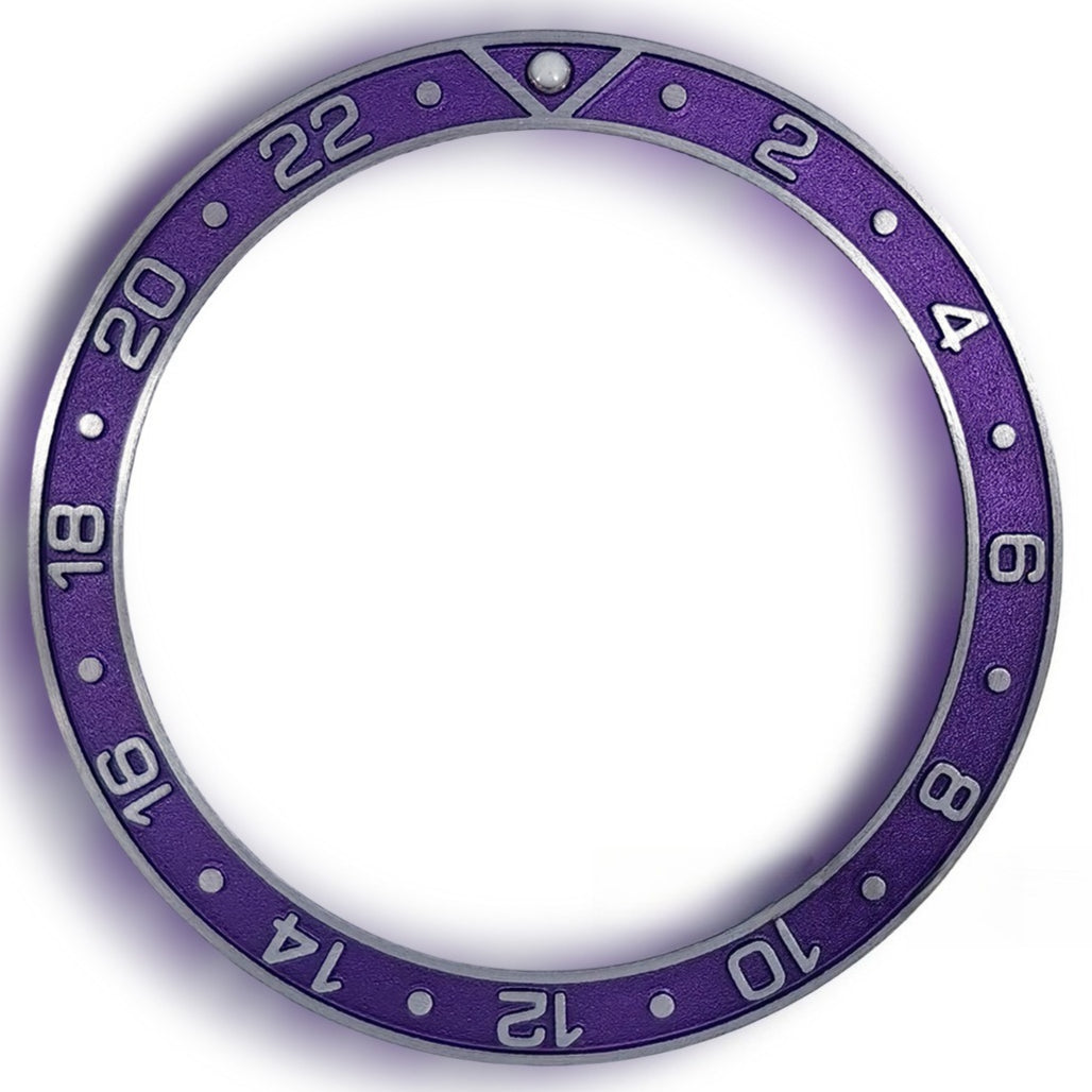 38X30.7Mm Purple Aluminum Watch Bezel Silver Raised Font Watch Part