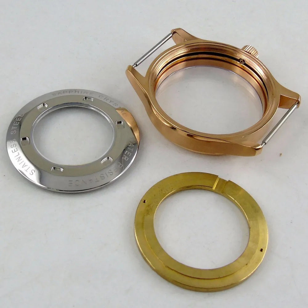 Rose Gold 42mm 316L Steel Watch Case with Sapphire Glass, fits ETA 2824/2836 automatic movement