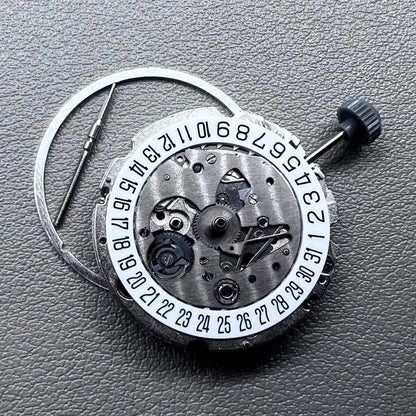 Miyota 8200 watch movement with single calendar date at 6 o'clock, precise Japanese mechanism.