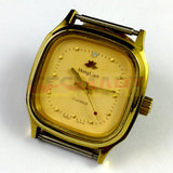 HONGLIAN Manual Mechanical Watch Golden Nail Square Golden Case Yellow Dial