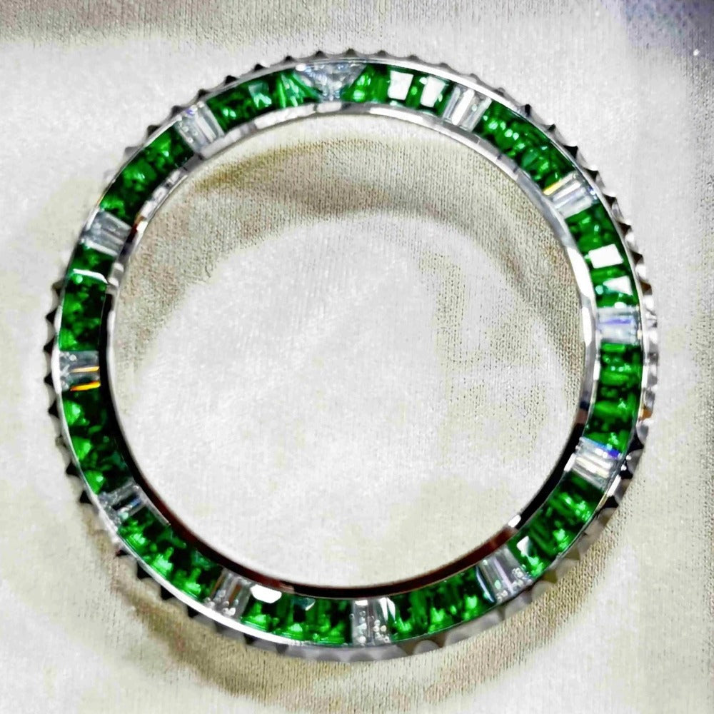 Green+Silver Daytona T-Shaped Square Diamond Moissanite Watch Bezel Fit For 116599