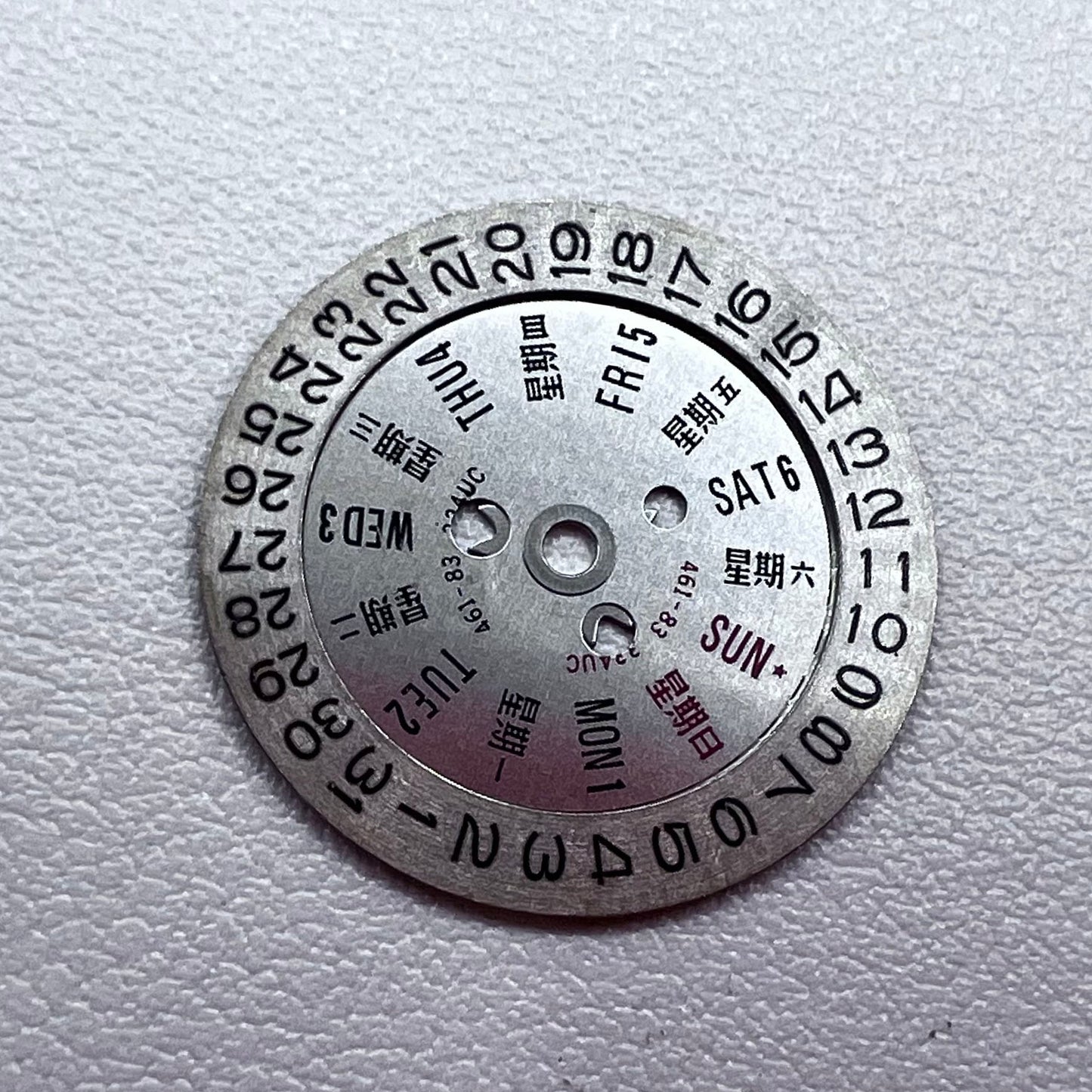 Silver Date/Week Disk Date Wheel Generic for Orient 46941 46943 Movement Date@3