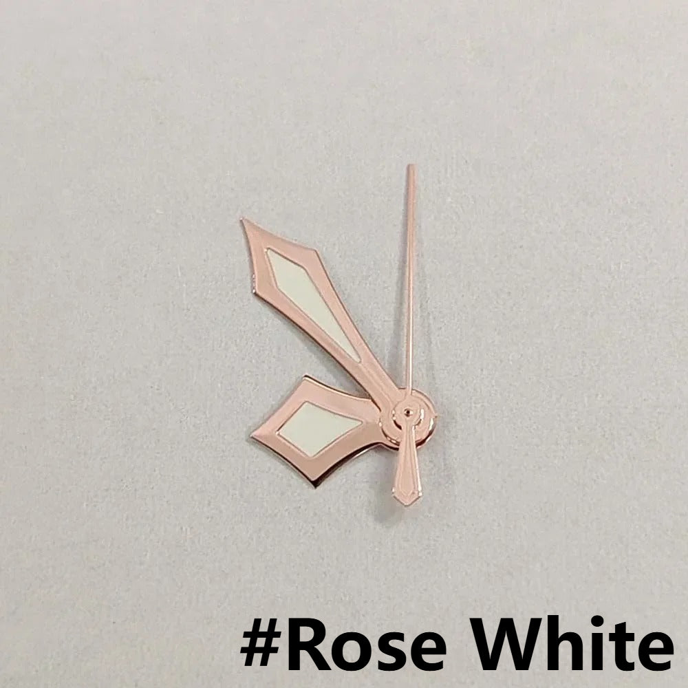 Modified Silver/Rose Sword Shape Green Luminous Watch Hands for NH35/NH36/4R/7S