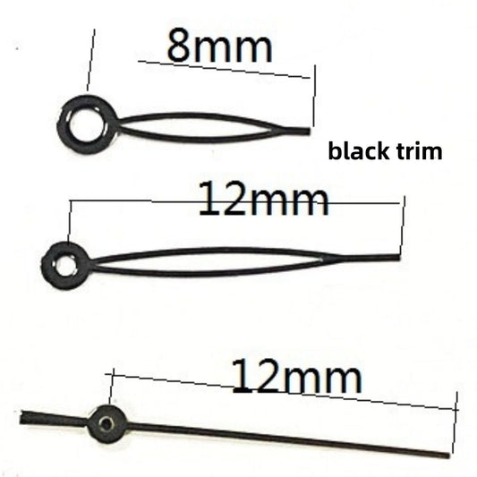 Black Trim 12x12x8mm watch hands set for Ronda 515 quartz movement, precise fit and style.