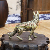 Solid Copper Wolf Dog Trinket Hand Carved Bronze Model Figurines