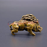 Solid Copper Little Wild Boar Trinket Vintage Hand Carved Bronze Model Figurines