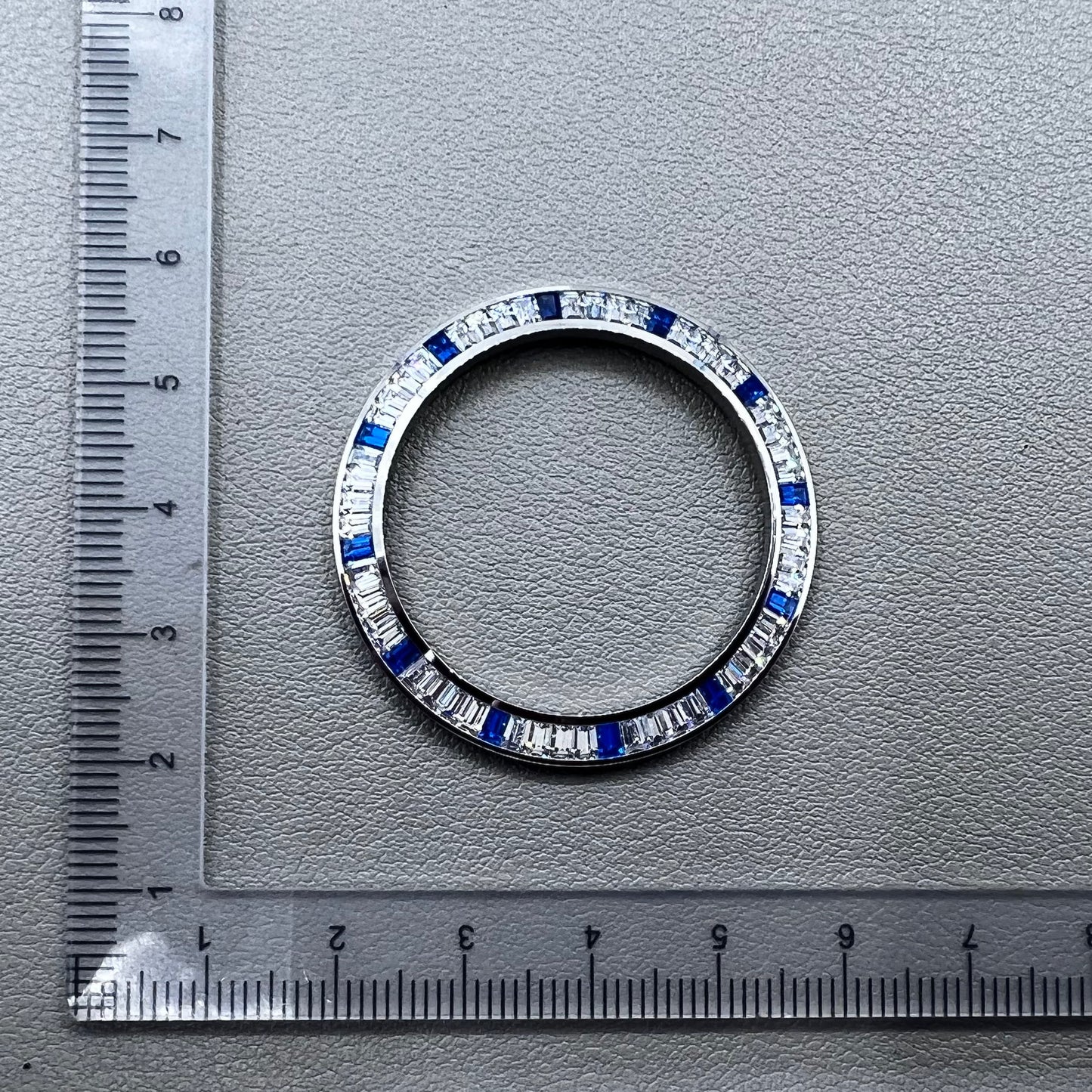 Daytona T-Shaped Silver + Blue Moissanite watch bezel for luxury watch accessories