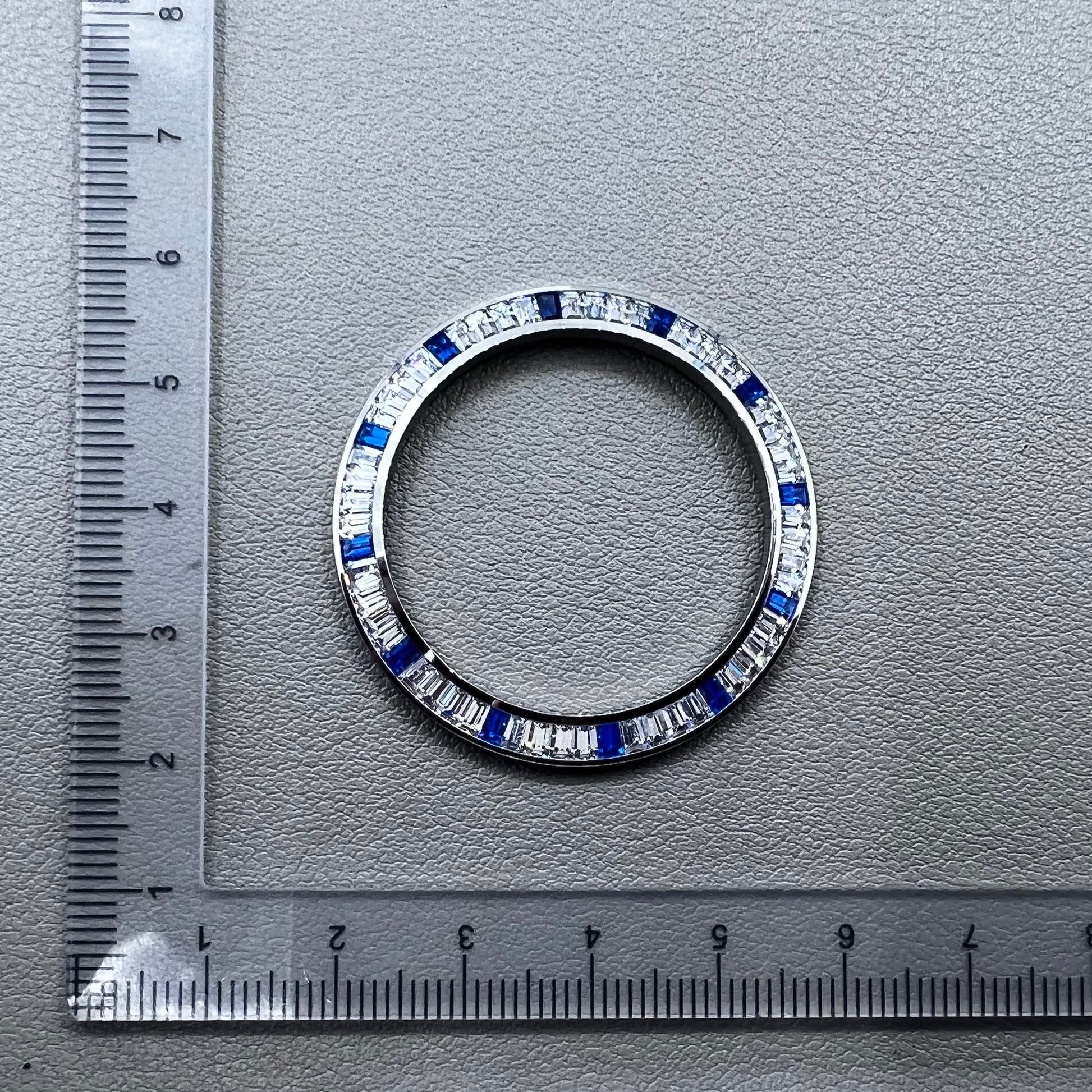 Daytona T-Shaped Silver + Blue Moissanite watch bezel for luxury watch accessories