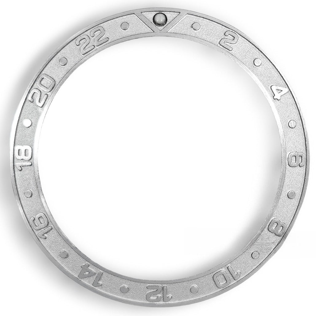 38X30.7Mm Silver Aluminum Watch Bezel Silver Raised Font Watch Part