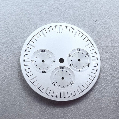 White No Logo 33.5mm Green Lume Watch Dial For VK63 Quartz Movement